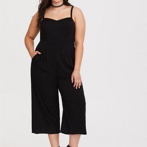 TORRID Challis Cropped Culotte Jumpsuit Black Sz 1XL | 14-16  NWOT